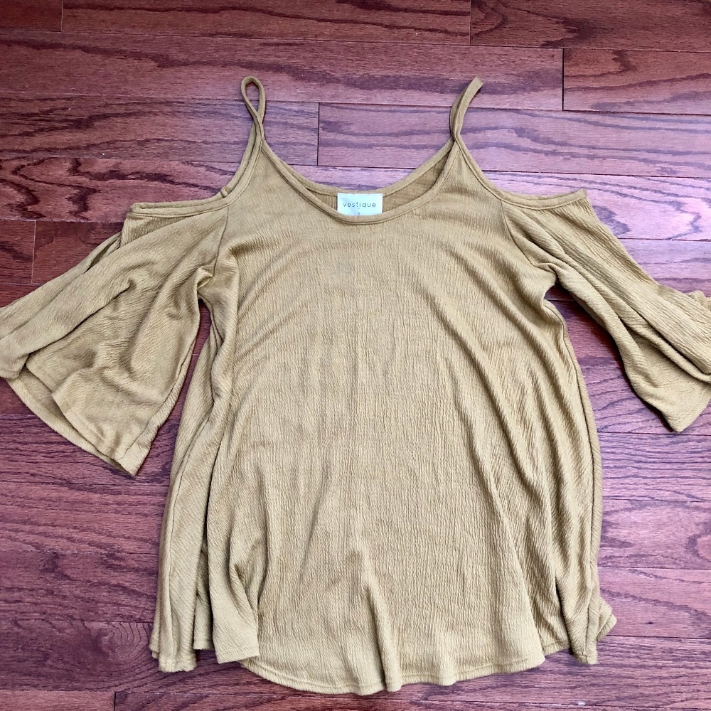 Vestique Small Cold Shoulder Mustard Tunic